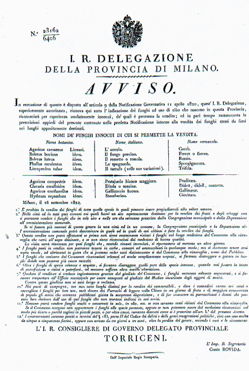 Avviso Regia Città di Milano --1844--