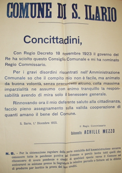 Commissariamento del comune (1923)